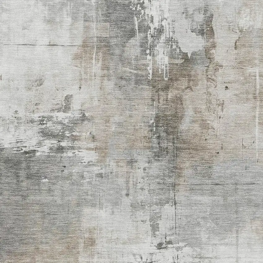 Ivory Gray And Beige Abstract Washable Area Rug With UV Protection Photo 2