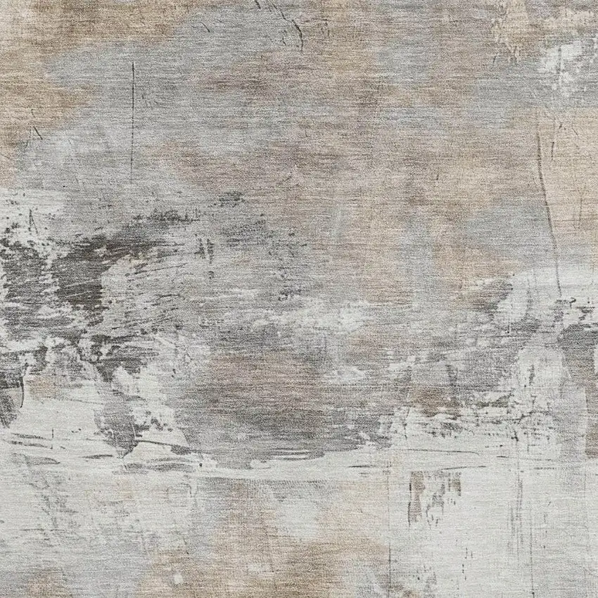 Ivory Gray And Beige Abstract Washable Area Rug With UV Protection Photo 2