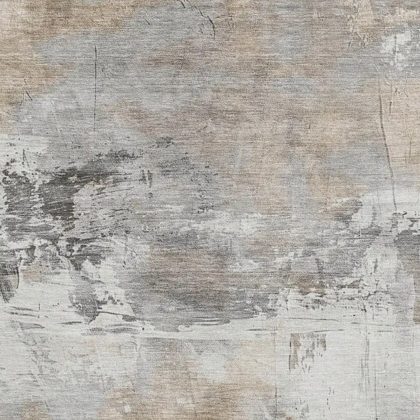 Ivory Gray And Beige Abstract Washable Area Rug With UV Protection Photo 3