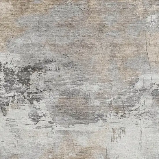 Ivory Gray And Beige Abstract Washable Area Rug With UV Protection Photo 2