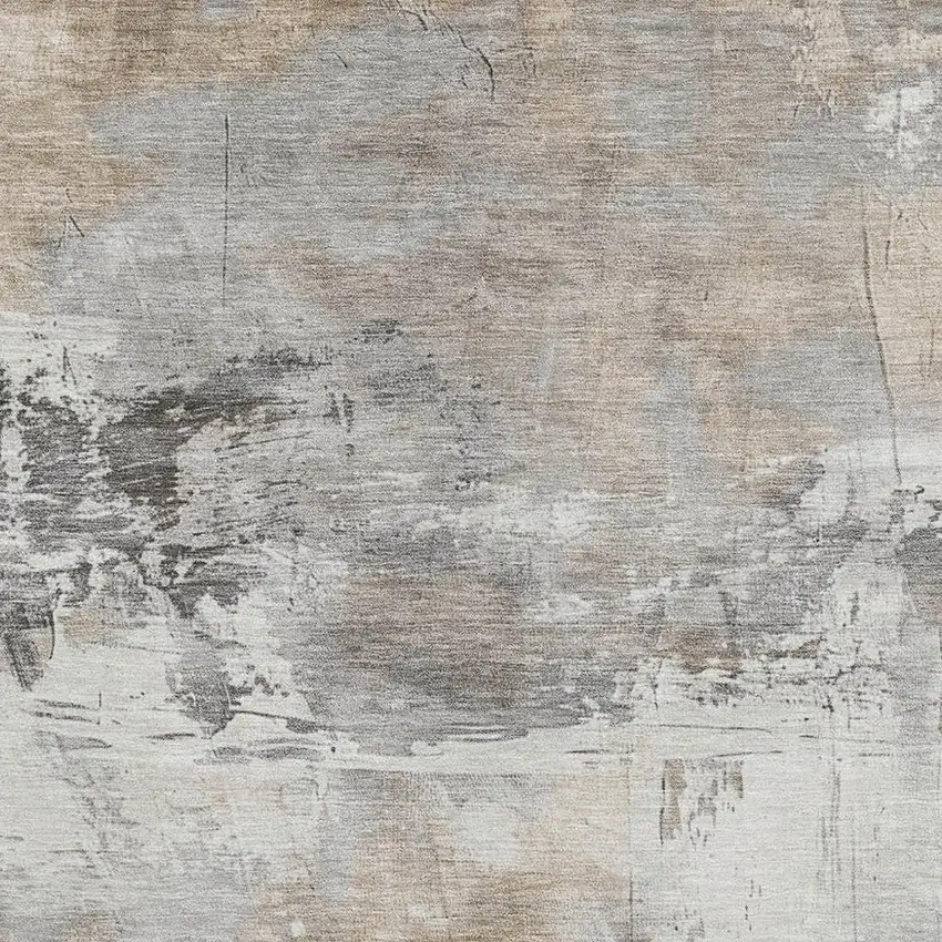 Ivory Gray And Beige Abstract Washable Area Rug With UV Protection Photo 2