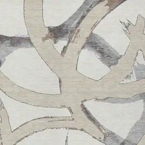 Photo of Ivory Gray And Beige Abstract Washable Indoor Outdoor Area Rug