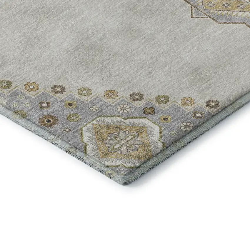 Ivory Gray And Beige Oriental Washable Area Rug With UV Protection Photo 7