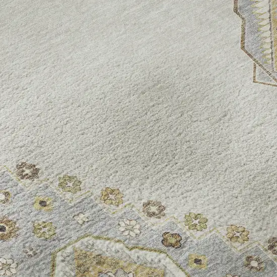 Ivory Gray And Beige Oriental Washable Area Rug With UV Protection Photo 9
