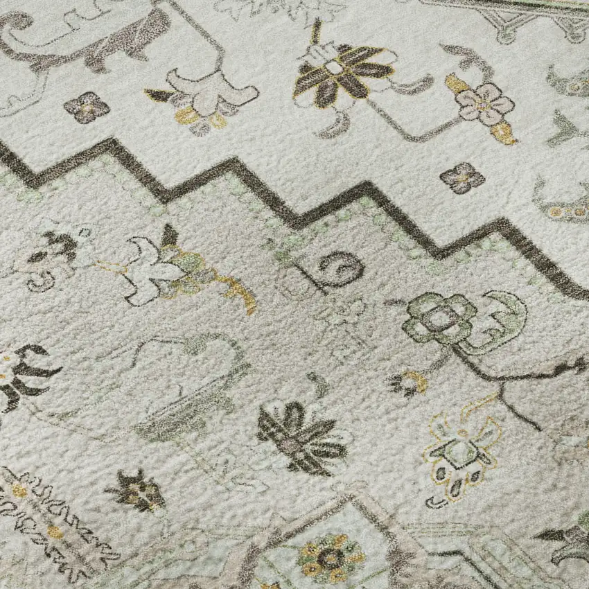 Ivory Gray And Beige Oriental Washable Area Rug With UV Protection Photo 9