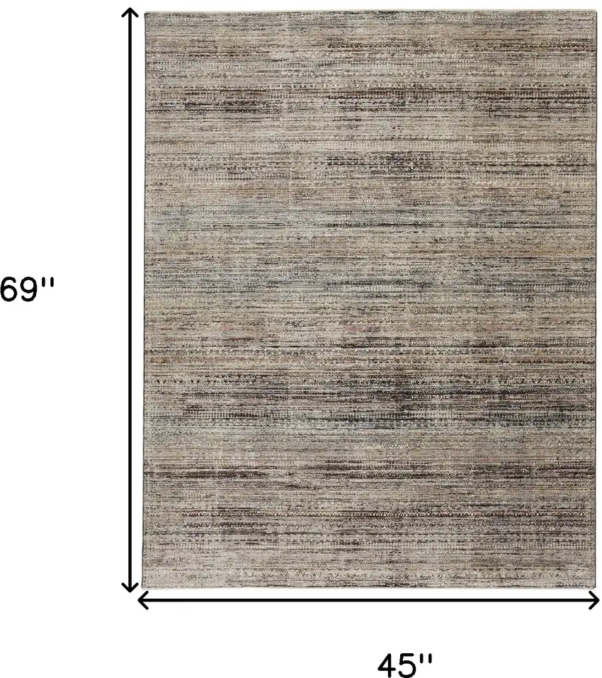 Ivory Gray And Black Abstract Distressed Area Rug With Fringe Photo 9