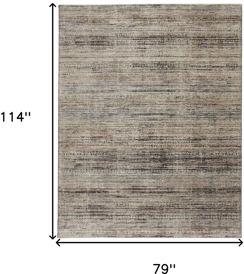 Ivory Gray And Black Abstract Distressed Area Rug With Fringe Photo 9