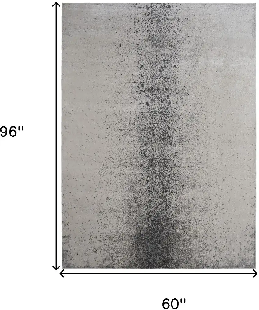Ivory Gray And Black Abstract Power Loom Area Rug Photo 10