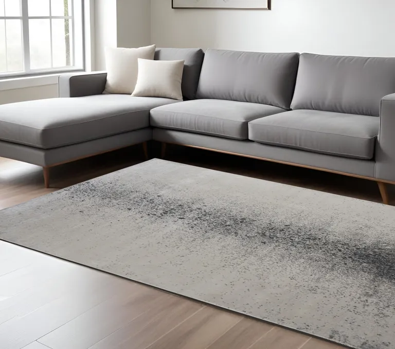 Ivory Gray And Black Abstract Power Loom Area Rug Photo 2