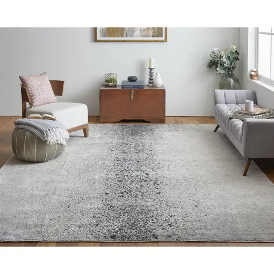 Gray and Ivory Abstract Power Loom Non Skid Area Rug Photo 7