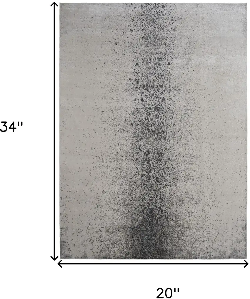 Ivory Gray And Black Abstract Power Loom Area Rug Photo 10