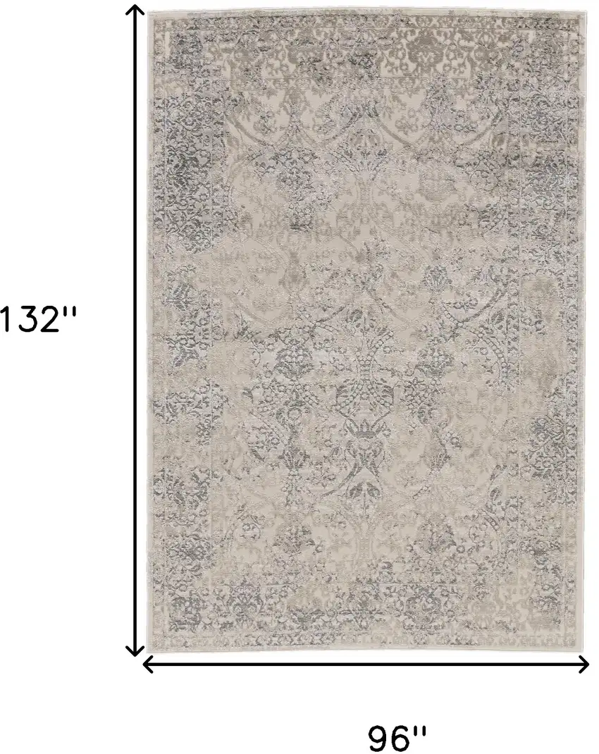 Ivory Gray And Black Abstract Stain Resistant Area Rug Photo 10