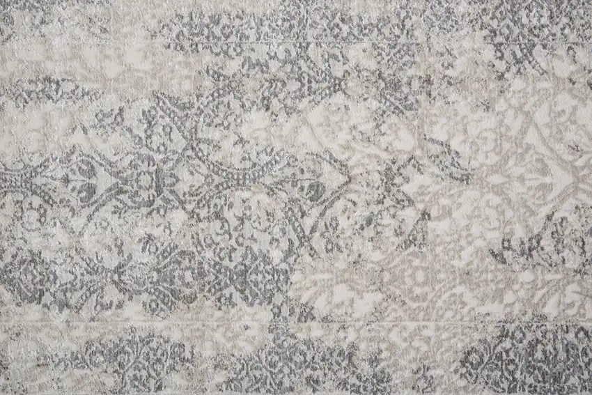 Ivory Gray And Black Abstract Stain Resistant Area Rug Photo 9