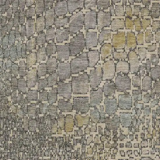 Ivory Gray And Black Abstract Washable Indoor Outdoor Area Rug Photo 6