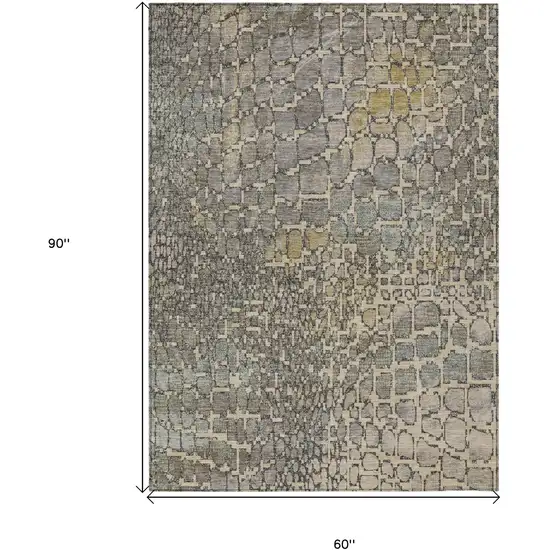 Ivory Gray And Black Abstract Washable Indoor Outdoor Area Rug Photo 3