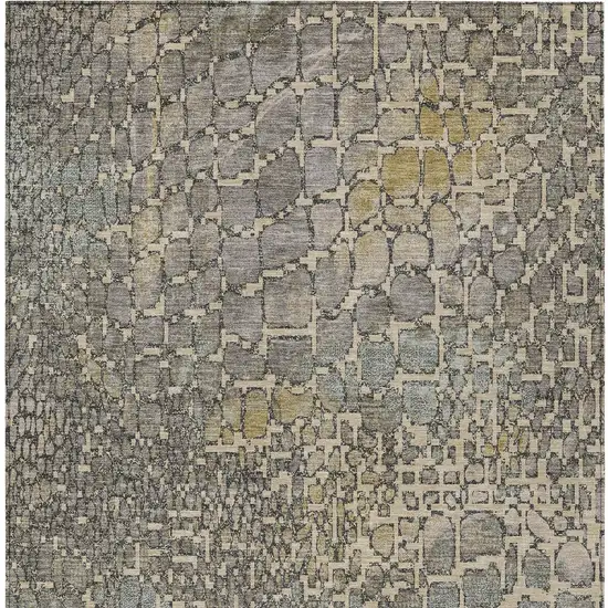 Ivory Gray And Black Abstract Washable Indoor Outdoor Area Rug Photo 7