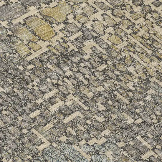 Ivory Gray And Black Abstract Washable Indoor Outdoor Area Rug Photo 5