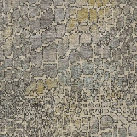 Ivory Gray And Black Abstract Washable Indoor Outdoor Area Rug Photo 6