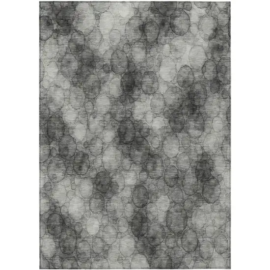 Ivory Gray And Black Abstract Washable Indoor Outdoor Area Rug Photo 1