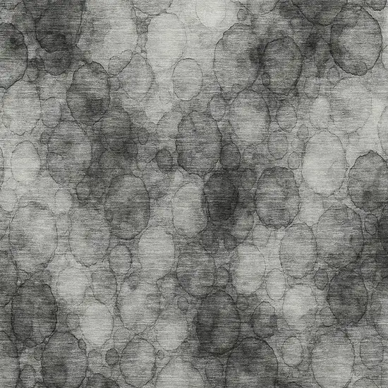 Ivory Gray And Black Abstract Washable Indoor Outdoor Area Rug Photo 2