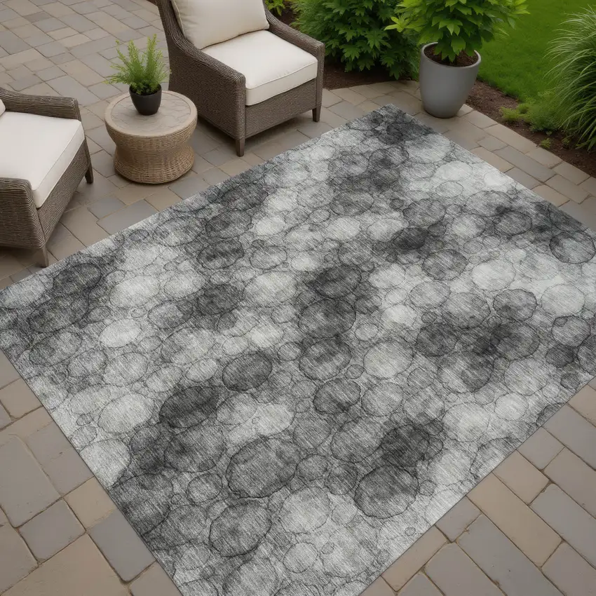 Ivory Gray And Black Abstract Washable Indoor Outdoor Area Rug Photo 7