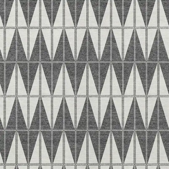 Ivory Gray And Black Geometric Washable Indoor Outdoor Area Rug Photo 2