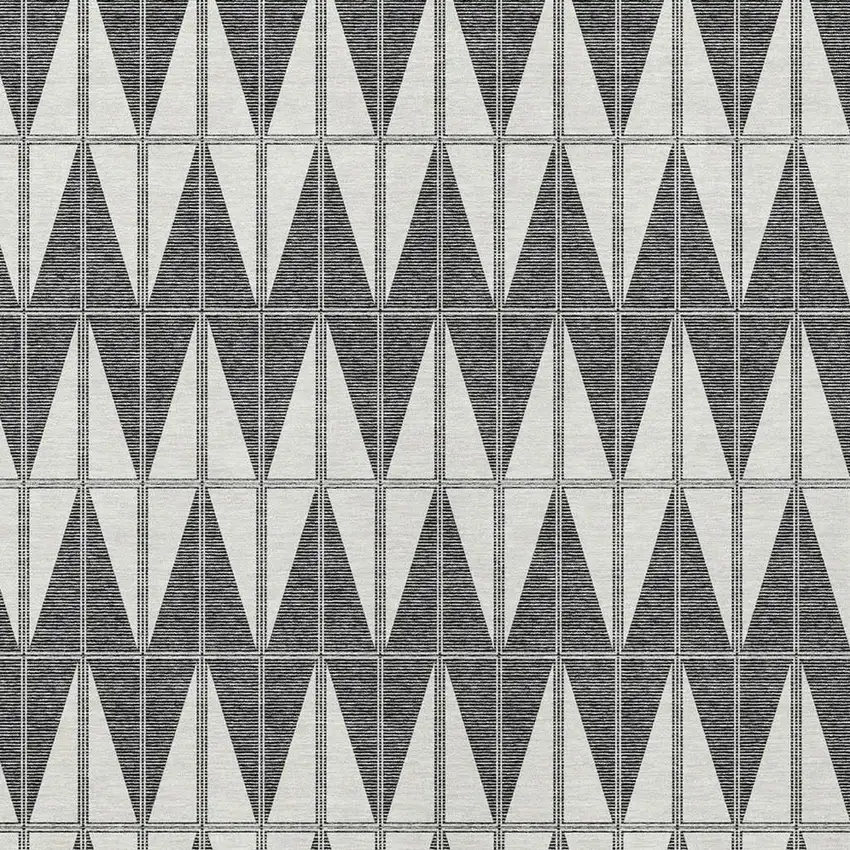 Ivory Gray And Black Geometric Washable Indoor Outdoor Area Rug Photo 2
