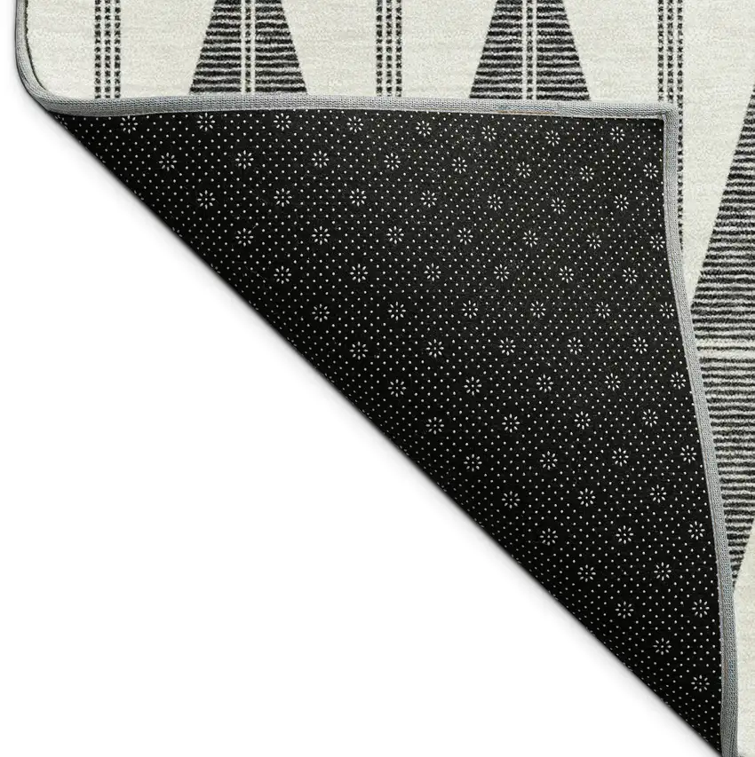 Ivory Gray And Black Geometric Washable Indoor Outdoor Area Rug Photo 9