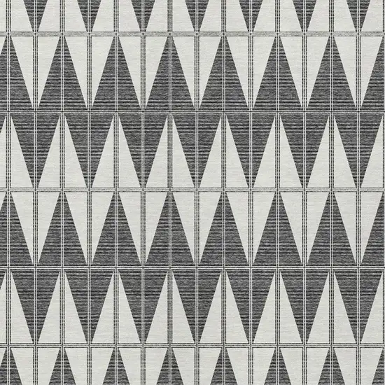 Ivory Gray And Black Geometric Washable Indoor Outdoor Area Rug Photo 2