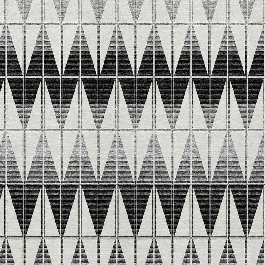 Ivory Gray And Black Geometric Washable Indoor Outdoor Area Rug Photo 2