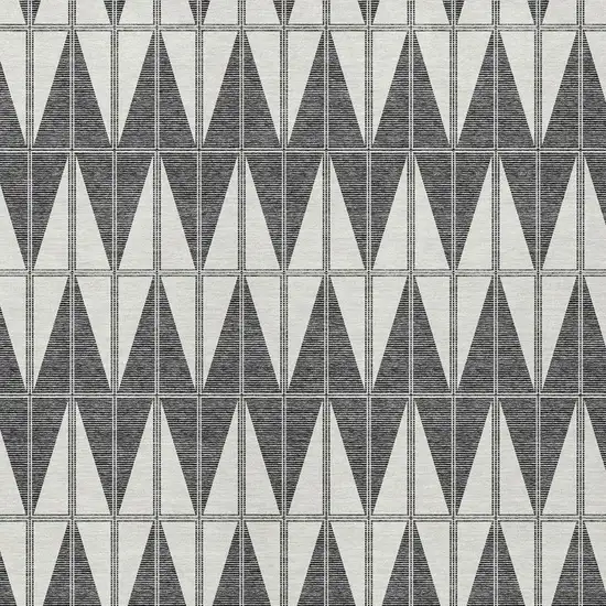Ivory Gray And Black Geometric Washable Indoor Outdoor Area Rug Photo 2