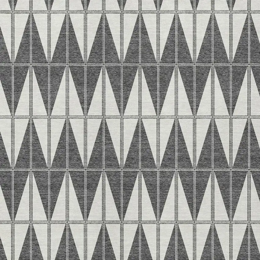 Ivory Gray And Black Geometric Washable Indoor Outdoor Area Rug Photo 2