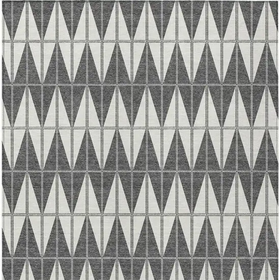Ivory Gray And Black Geometric Washable Indoor Outdoor Area Rug Photo 3