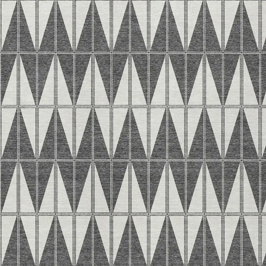 Ivory Gray And Black Geometric Washable Indoor Outdoor Area Rug Photo 2