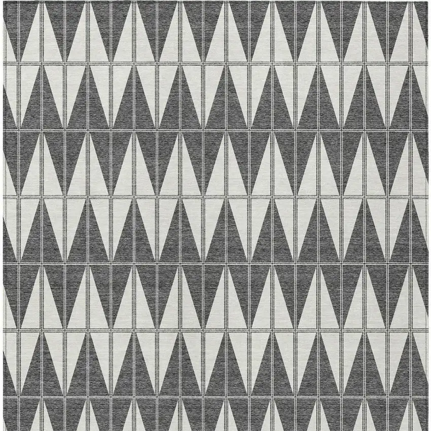 Ivory Gray And Black Geometric Washable Indoor Outdoor Area Rug Photo 3