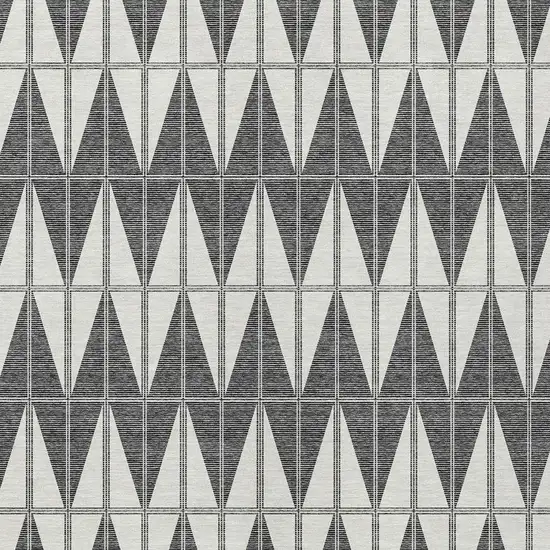 Ivory Gray And Black Geometric Washable Indoor Outdoor Area Rug Photo 2
