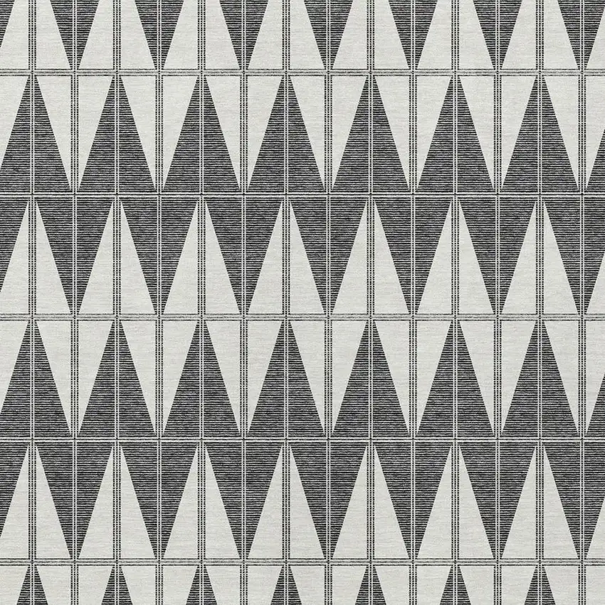 Ivory Gray And Black Geometric Washable Indoor Outdoor Area Rug Photo 2