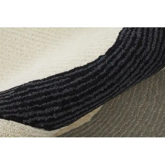 Gray and Ivory Wool Abstract Hand Tufted Area Rug Photo 9