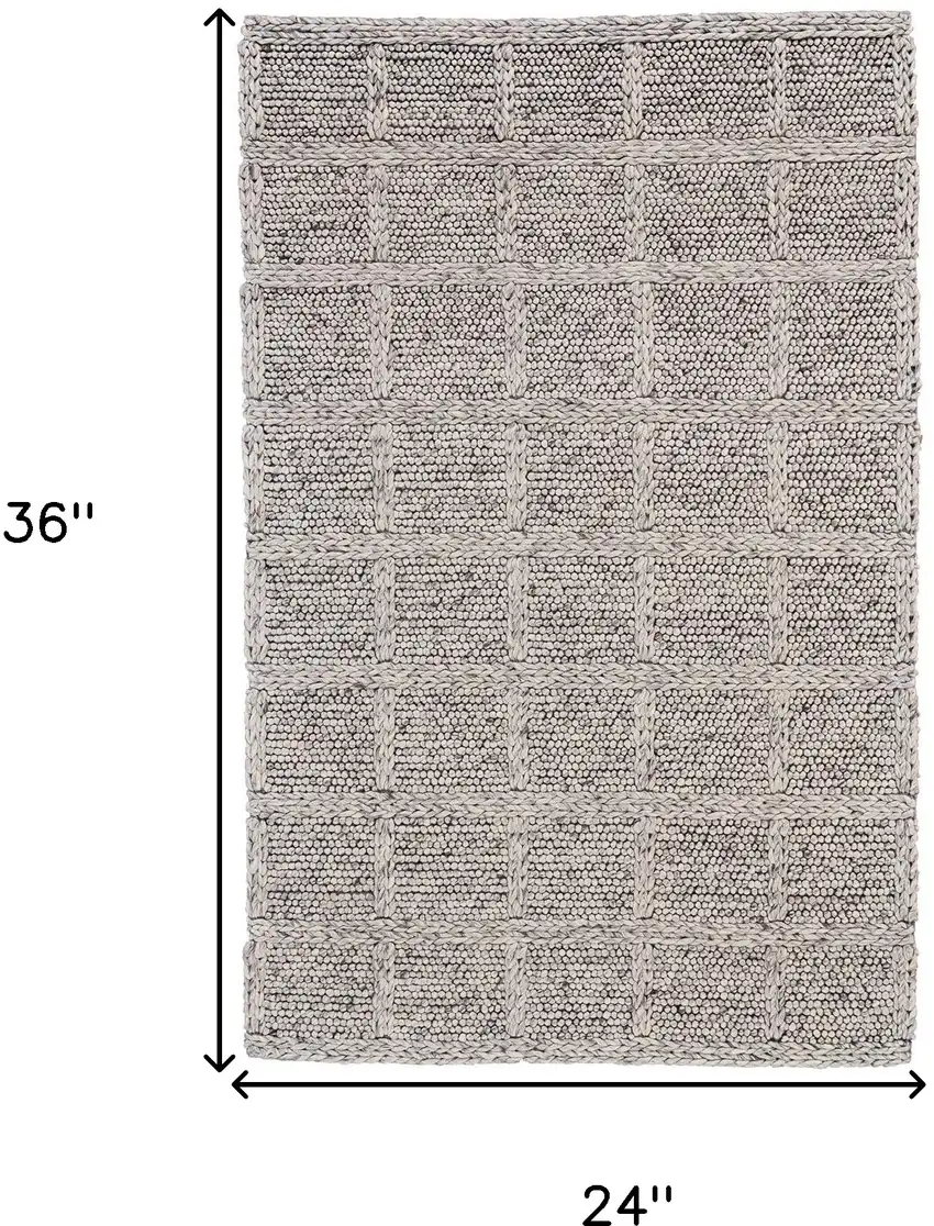 Ivory Gray And Black Wool Plaid Hand Woven Stain Resistant Area Rug Photo 10