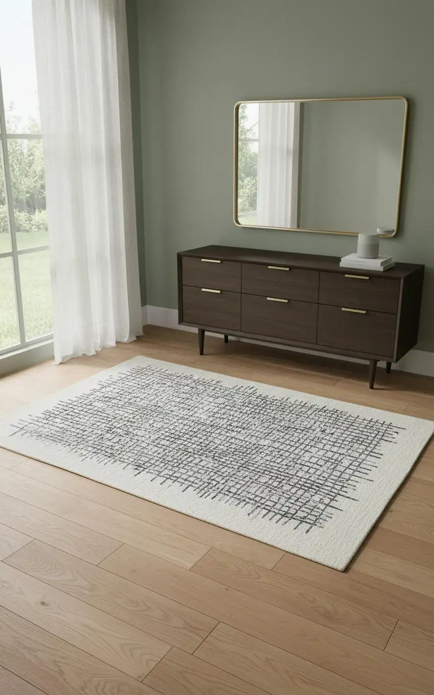 Ivory Gray And Black Wool Plaid Tufted Handmade Stain Resistant Area Rug Photo 1