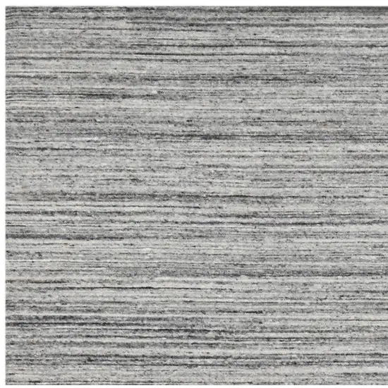 Ivory Gray And Black Wool Striped Hand Woven Area Rug Photo 4