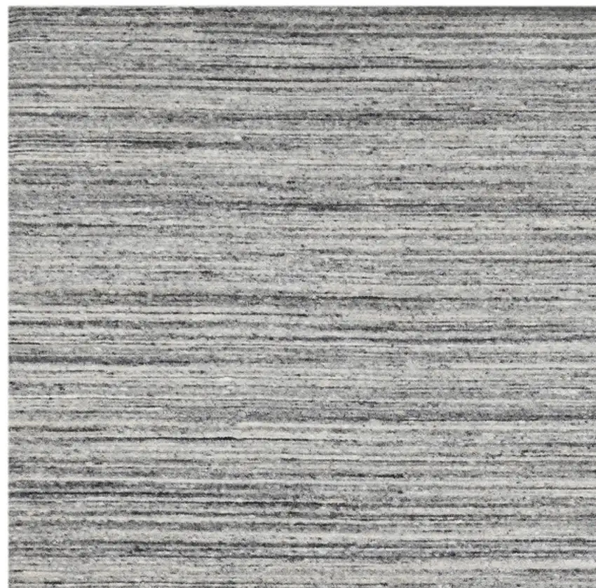 Ivory Gray And Black Wool Striped Hand Woven Area Rug Photo 4
