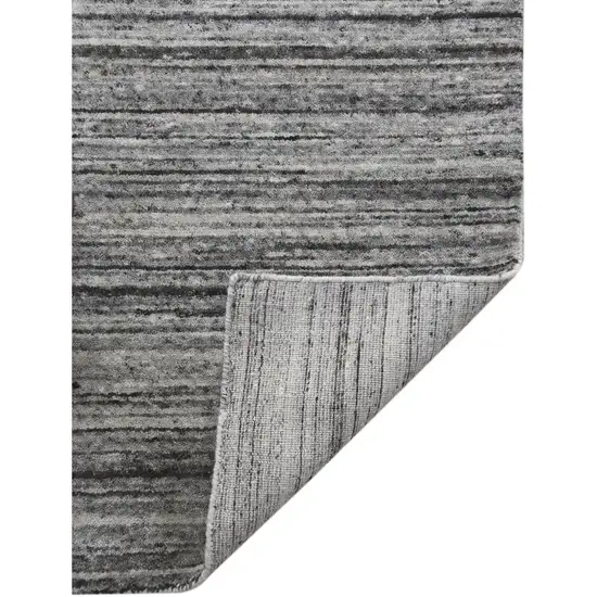Ivory Gray And Black Wool Striped Hand Woven Area Rug Photo 9