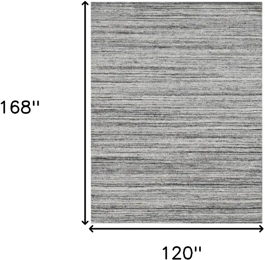 Ivory Gray And Black Wool Striped Hand Woven Area Rug Photo 9