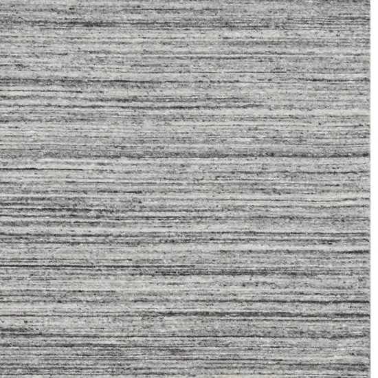 Ivory Gray And Black Wool Striped Hand Woven Area Rug Photo 7