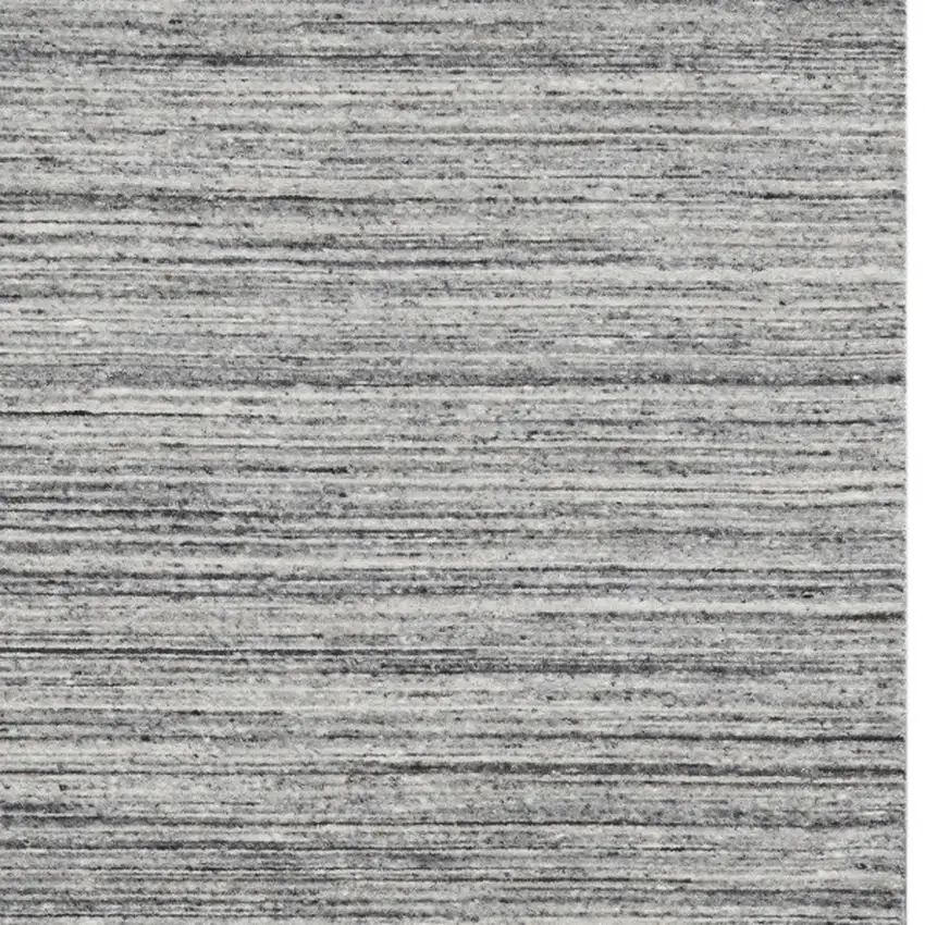 Ivory Gray And Black Wool Striped Hand Woven Area Rug Photo 7
