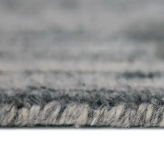 Ivory Gray And Black Wool Striped Hand Woven Area Rug Photo 6