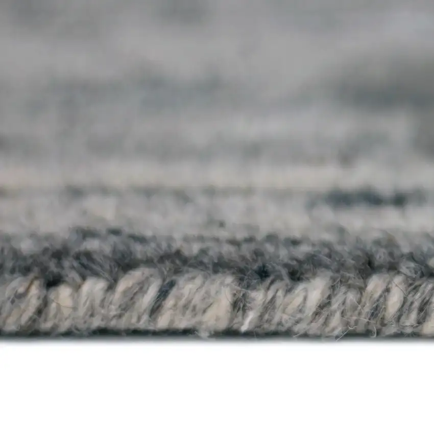 Ivory Gray And Black Wool Striped Hand Woven Area Rug Photo 6