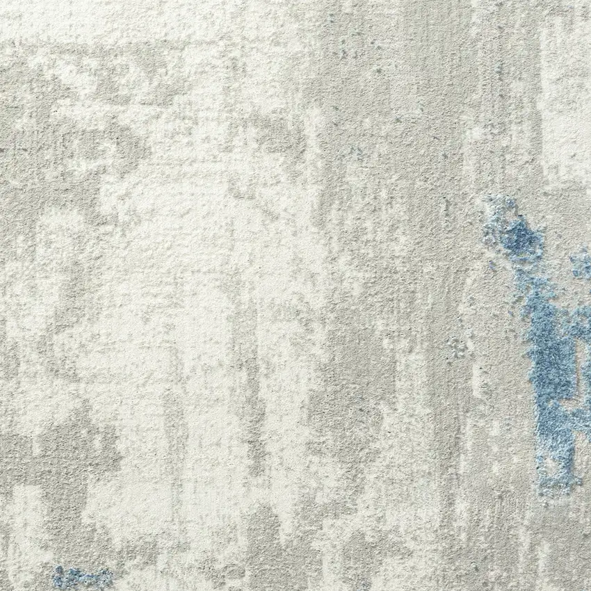 Ivory Gray And Blue Abstract Power Loom Stain Resistant Area Rug Photo 9
