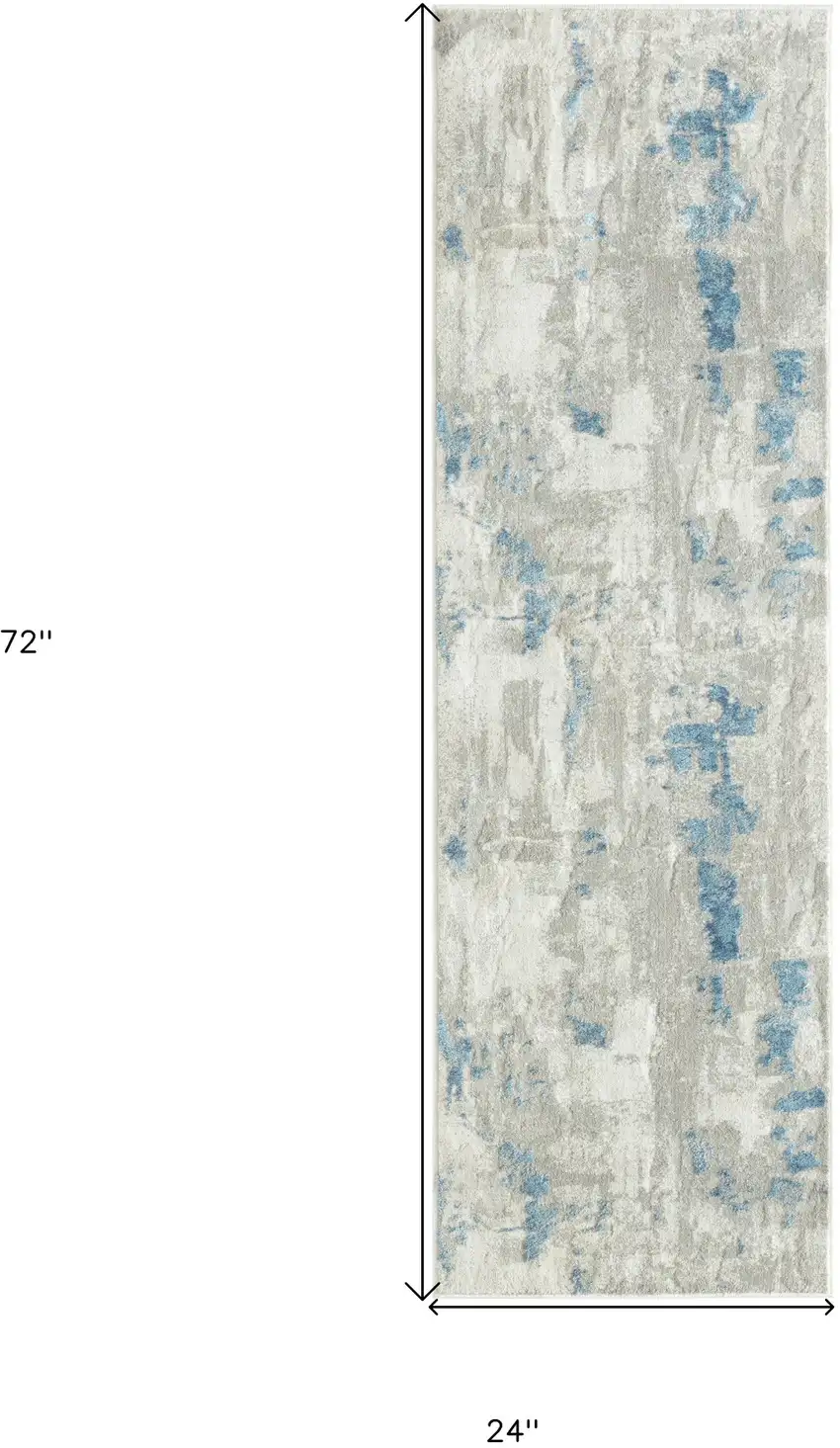 Ivory Gray And Blue Abstract Stain Resistant Area Rug Photo 7